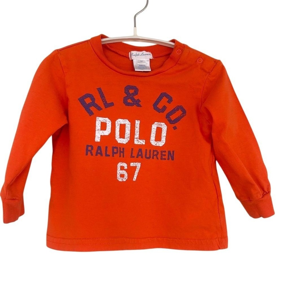 Ralph Lauren Polo Baby Long Sleeve Shirt Orange 9M Unisex - Picture 7 of 8